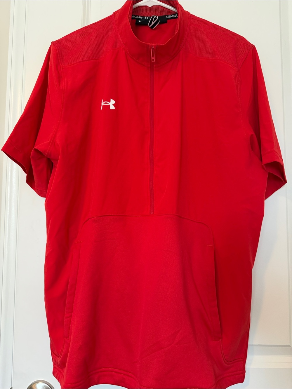 Under Armour Red Short-Sleeve Quarter-Zip Performance Top